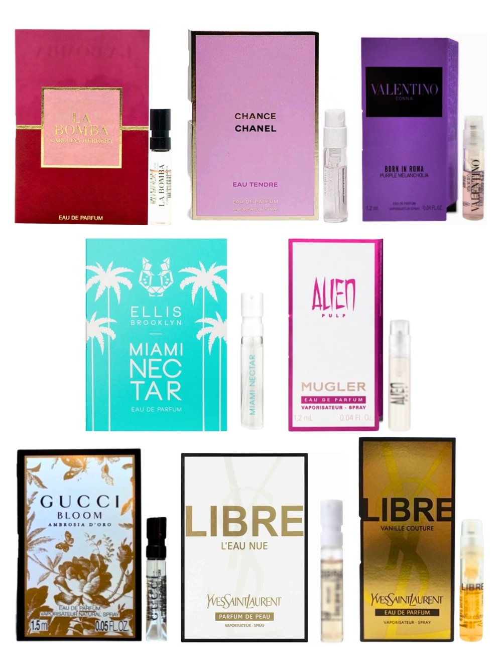 Miami Nectar, La Bomba, Alien Pulp, Libre Vanille Couture, Chanel… Sample Set